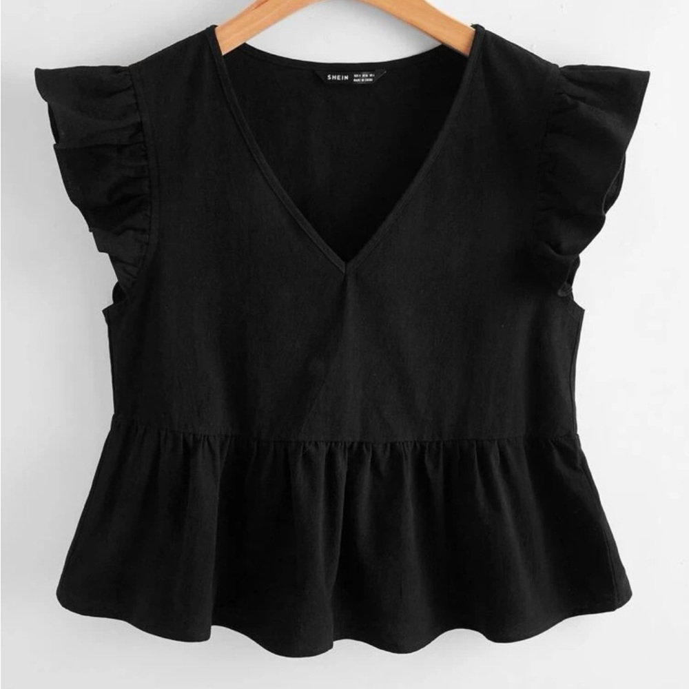 Shein Black peplum top size L